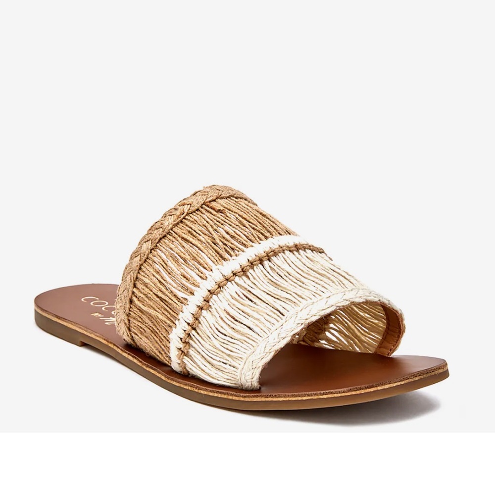 Coconuts by Matisse Watchout Natural Woven Slide Sandals women’s size 8